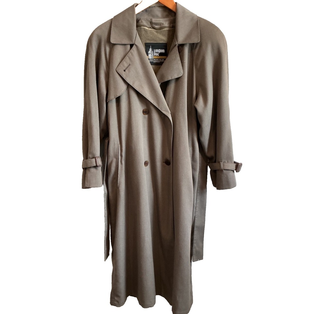 Vintage London Fog Womens Belted Trench Coat 4P Removable Liner tan